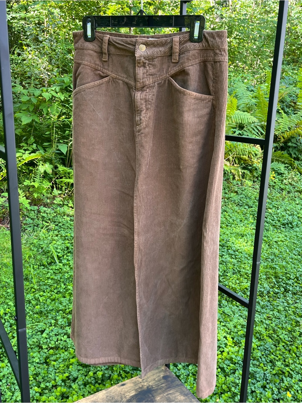Free People Brown Corduroy Maxi Skirt